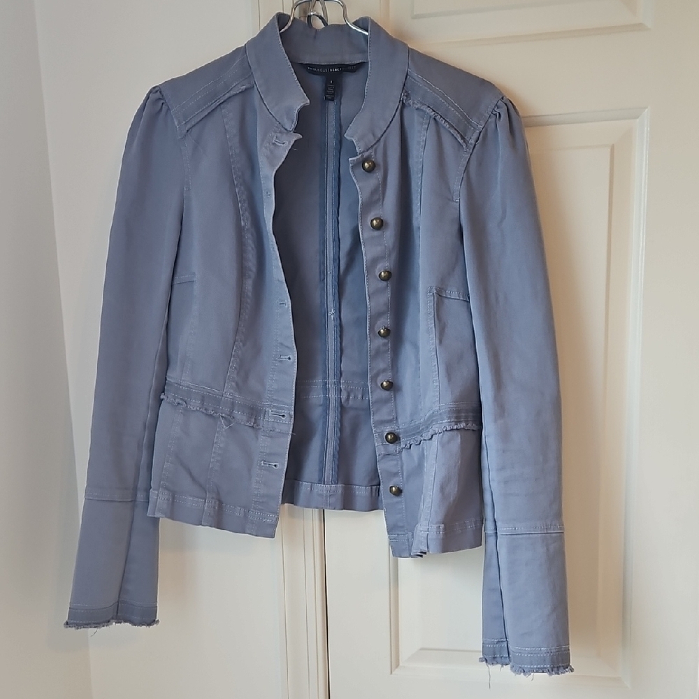 Blue Tailored Blazer with Ruffle Detail
